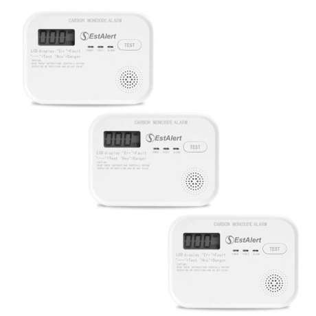 EstAlert Häkävaroitin LCD-näytöllä - 3 kpl